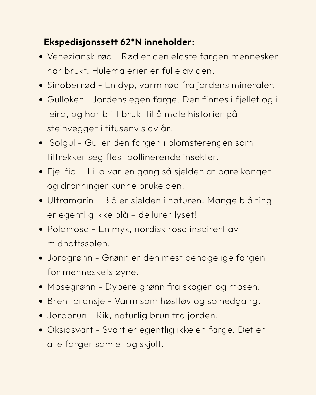 Fargepinner I Ekspedisjonssett 62°N